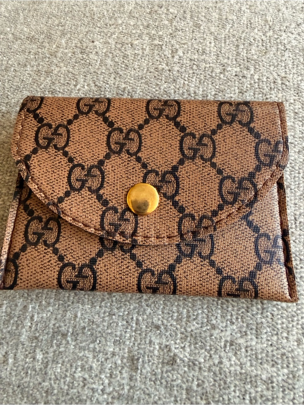 Gucci Brown GG Supreme Small Snap Card Case